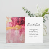 Artistieke borstel streken goud en roze bruiloft save the date (Staand voorkant)