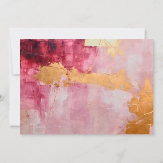 Artistieke borstel streken goud en roze bruiloft save the date (Achterkant)