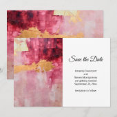 Artistieke borstel streken goud en roze bruiloft save the date (Voorkant / Achterkant)