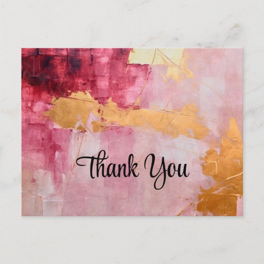 Artistieke borstel streken goud en roze dank u briefkaart (Voorkant)