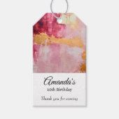 Artistieke borstel streken goud en roze dank u cadeaulabel (Voorkant)