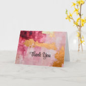 Artistieke borstel streken goud en roze dank u kaart (Gele Bloem)
