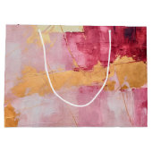 Artistieke borstel streken goud en roze groot cadeauzakje (Achterkant)