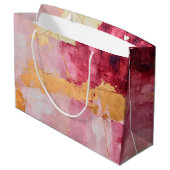 Artistieke borstel streken goud en roze groot cadeauzakje (Achterkant Gekanteld)