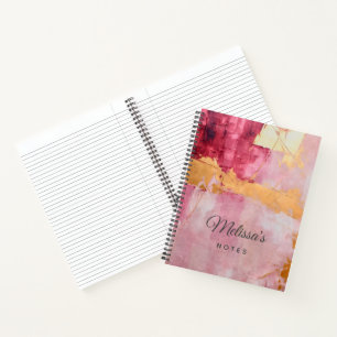 Artistieke borstel streken goud en roze notitieboek