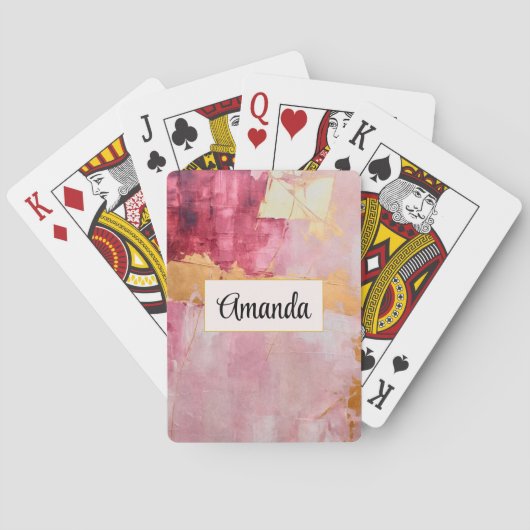 Artistieke borstel streken goud en roze pokerkaarten (Achterkant)