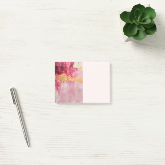 Artistieke borstel streken goud en roze post-it® notes (Kantoor)