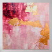 Artistieke borstel streken goud en roze poster (Voorkant)