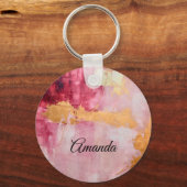 Artistieke borstel streken goud en roze sleutelhanger (Voorkant)