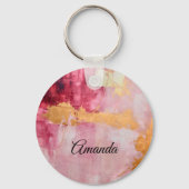 Artistieke borstel streken goud en roze sleutelhanger (Achterkant)