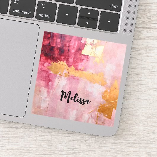 Artistieke borstel streken goud en roze sticker (Detail)