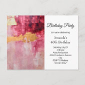 Artistieke borstel streken goud en roze verjaardag uitnodiging briefkaart (Voorkant)