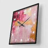 Artistieke borstel streken goud en roze vierkante klok (Hoek)