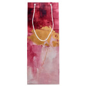 Artistieke borstel streken goud en roze wijn cadeautas (Achterkant)