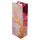 Artistieke borstel streken goud en roze wijn cadeautas (Voorkant Gekanteld)