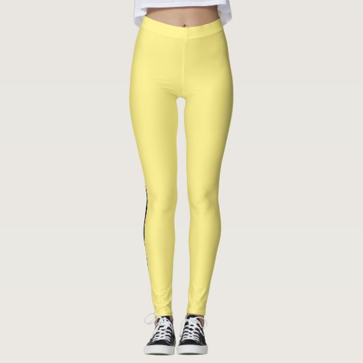Artistieke borstel zijstreep zwart hommel bij geel leggings (Voorkant)