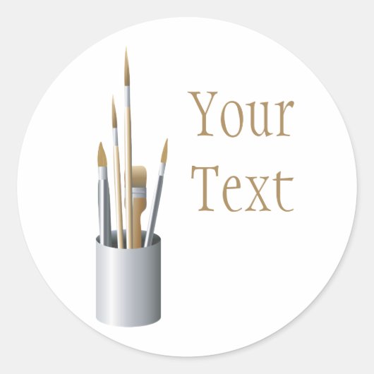 Artistieke borstelaar ronde sticker (Voorkant)