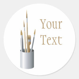 Artistieke borstelaar ronde sticker