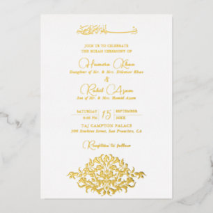 Artistieke Botanische Bloemrijke Paisley Moslim Br Folie Uitnodiging