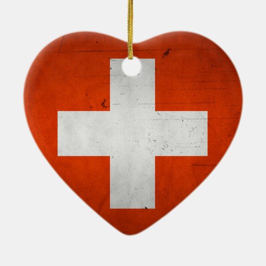  artistieke brunge Zwitserland vlag Keramisch Ornament (Achterkant)