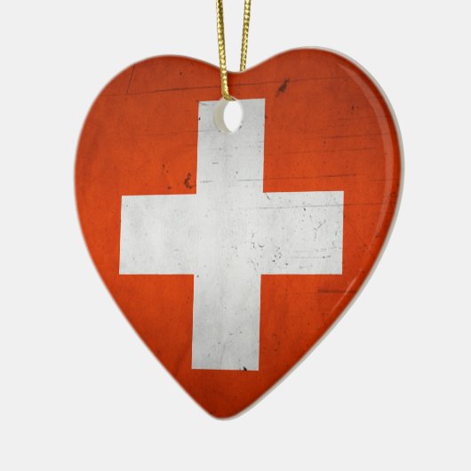  artistieke brunge Zwitserland vlag Keramisch Ornament (Links)