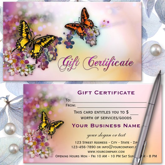 Artistieke Butterflies Boutique Gift Certificate Kortingskaartje