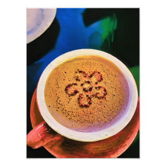 Artistieke Cappuccino Cup met bloemenschuim design Foto Afdruk