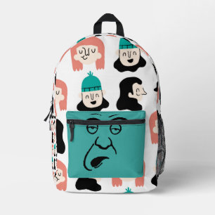 Artistieke Cartoon Gezichten Patroon & Grappige Ui Bedrukte Rugzak