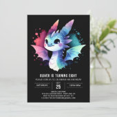 Artistieke charmante draken verjaardag kaart (Staand voorkant)