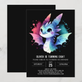 Artistieke charmante draken verjaardag kaart (Voorkant / Achterkant)