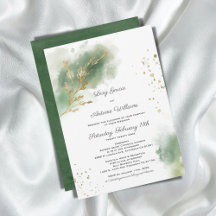 Artistieke Chic Moss Green Waterverf Gold Wedding