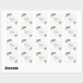 Artistieke Chic Moss Green Waterverf Gold Wedding Vierkante Sticker (Vel)