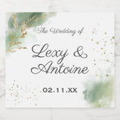 Artistieke Chic Moss Groen Goud Bruiloft Sparkling Wijnetiket (Enkel label)