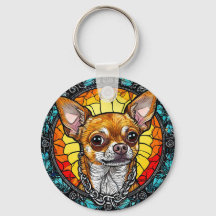 Artistieke Chihuahua-illustratie in glas-in-lood