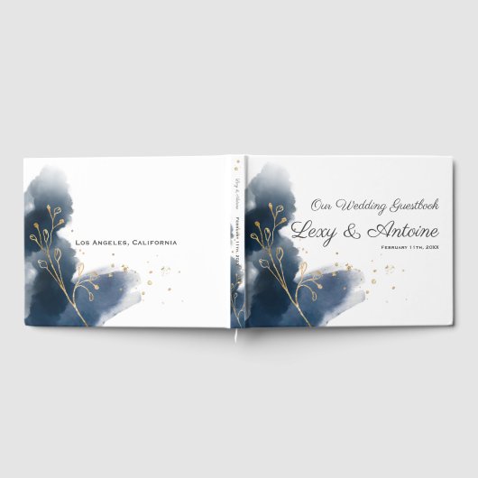 Artistieke Chinese marineblauw Splashes Gold Dust  Gastenboek (Volledig)