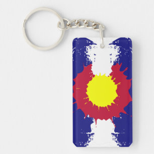Artistieke Colorado vlag verf splatter sleutelhang Sleutelhanger