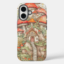 Artistieke creatieve paddestoelwoning illustratie iPhone 16 hoesje