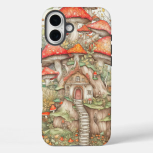 Artistieke creatieve paddestoelwoning illustratie iPhone 16 plus hoesje