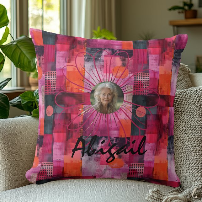 Artistieke Custom Photo Pillow in Pink Pattern Kussen (Creator heeft geüpload)
