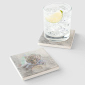 artistieke dierenluipaard stenen onderzetter (Zijkant)