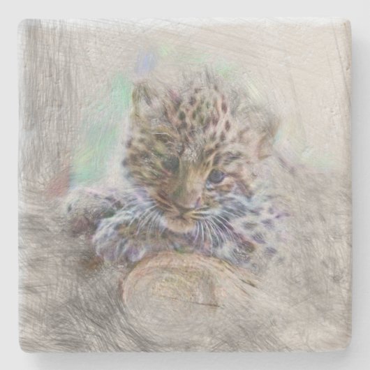 artistieke dierenluipaard stenen onderzetter (Voorkant)