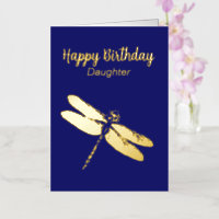 Artistieke Dragonfly Navy Folie Birthday Kaart