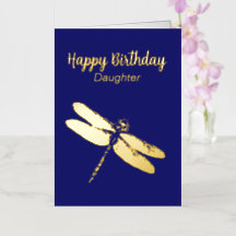Artistieke Dragonfly Navy Folie Birthday Kaart