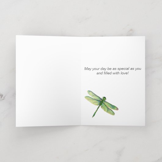 Artistieke Dragonfly Navy Folie Birthday Kaart (Binnenlaag)