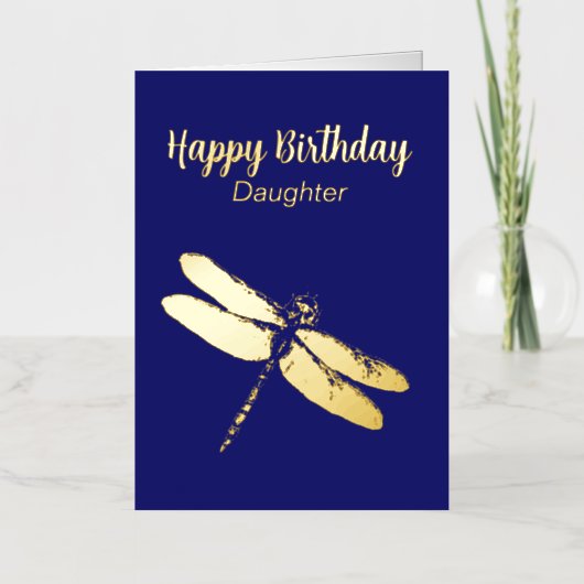Artistieke Dragonfly Navy Folie Birthday Kaart (Voorkant)