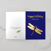 Artistieke Dragonfly Navy Folie Birthday Kaart (Buiten Laag)