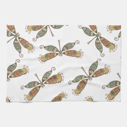 Artistieke Dragonfly Patroon Theedoek (Horizontaal)