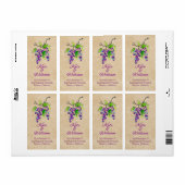 Artistieke druiven wijngaard bruiloft wijn fles la etiket (Full Sheet)