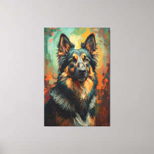 Artistieke Duitse Herder Portret Levendig Schilder Canvas Afdruk