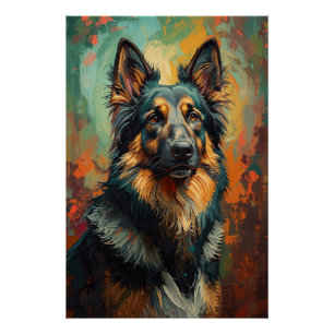 Artistieke Duitse Herder Portret Levendig Schilder Perfect Poster